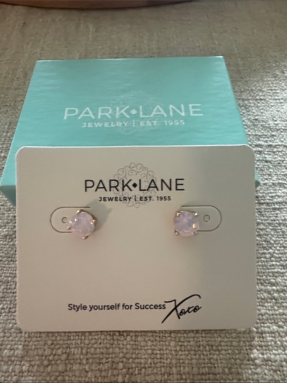 Park Lane Gold-Tone Pink Opal Stud Earrings. NIB